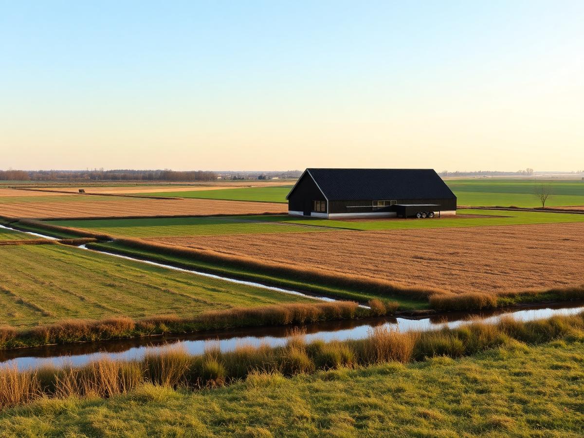 Fries boerenlandschap met weilanden en boerderij